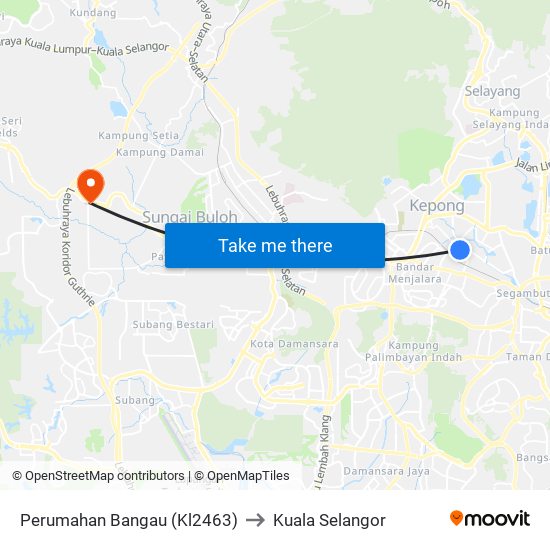 Perumahan Bangau (Kl2463) to Kuala Selangor map