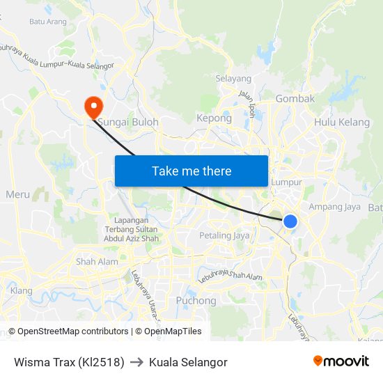 Wisma Trax (Kl2518) to Kuala Selangor map