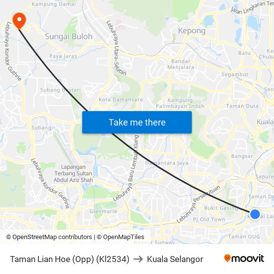 Taman Lian Hoe (Opp) (Kl2534) to Kuala Selangor map