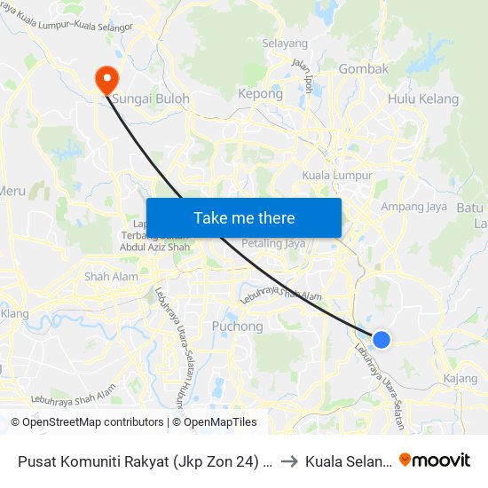 Pusat Komuniti Rakyat (Jkp Zon 24) (Sj789) to Kuala Selangor map