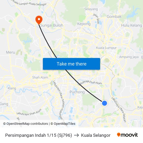 Persimpangan Indah 1/15 (Sj796) to Kuala Selangor map