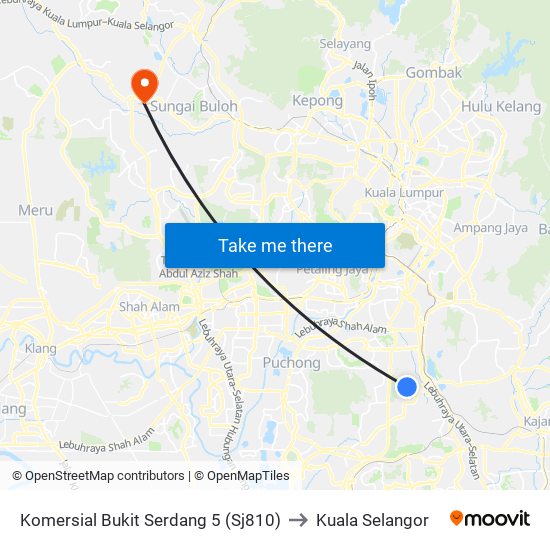 Komersial Bukit Serdang 5 (Sj810) to Kuala Selangor map