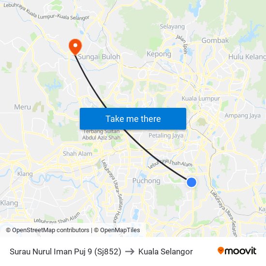Surau Nurul Iman Puj 9 (Sj852) to Kuala Selangor map