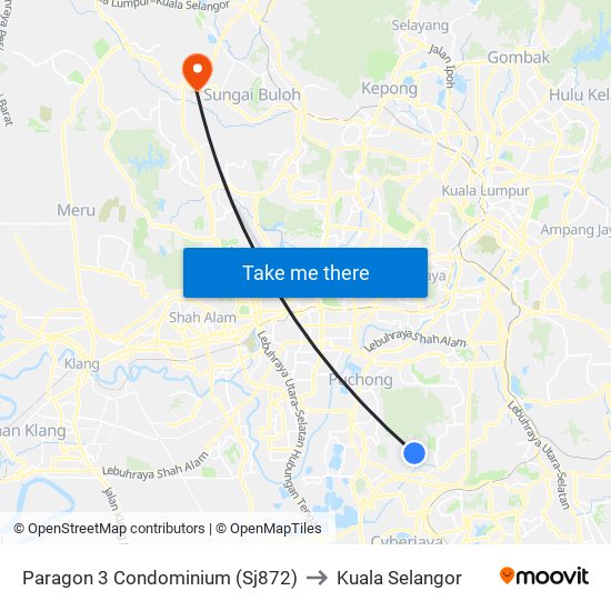 Paragon 3 Condominium (Sj872) to Kuala Selangor map