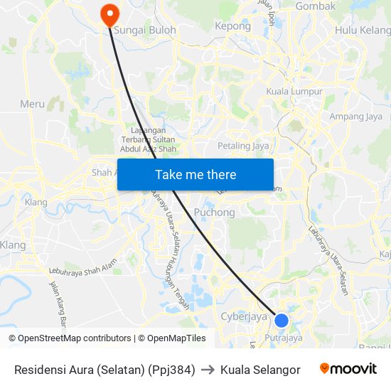 Residensi Aura (Selatan) (Ppj384) to Kuala Selangor map