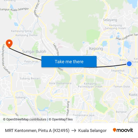 MRT Kentonmen, Pintu A (Kl2495) to Kuala Selangor map