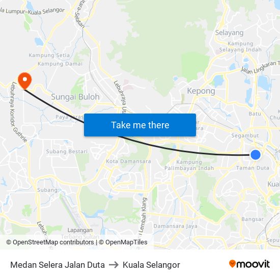 Medan Selera Jalan Duta to Kuala Selangor map