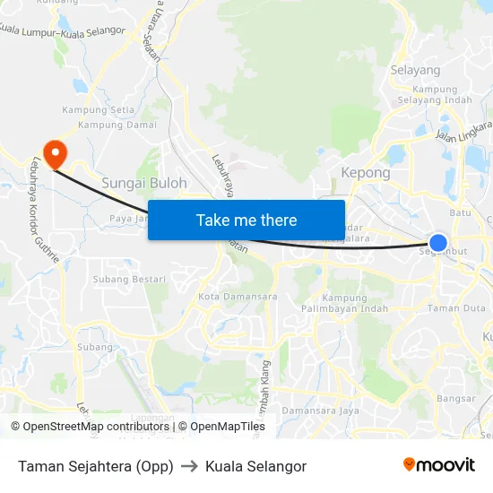 Taman Sejahtera (Opp) to Kuala Selangor map