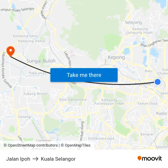Jalan Ipoh to Kuala Selangor map