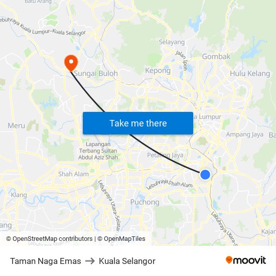 Taman Naga Emas to Kuala Selangor map