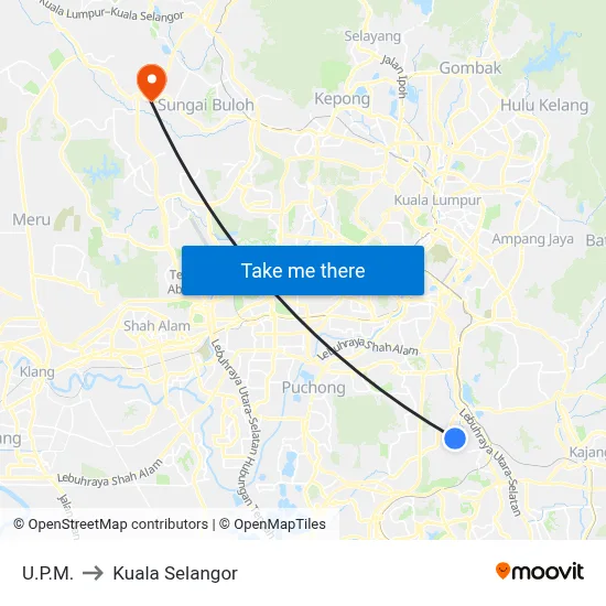 U.P.M. to Kuala Selangor map