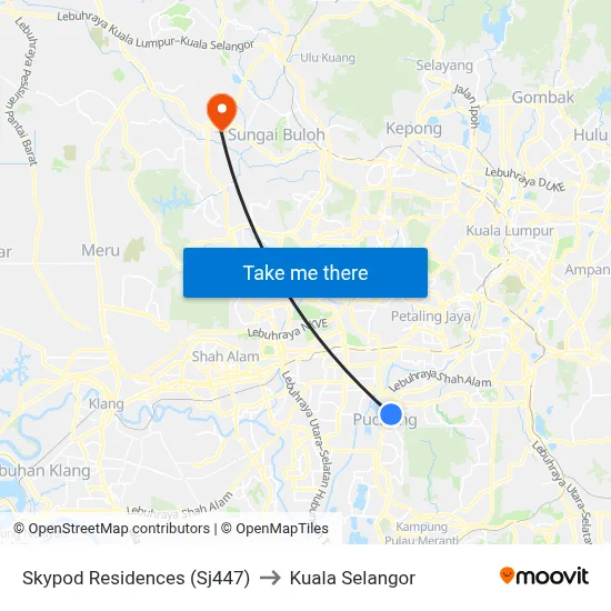 Skypod Residences (Sj447) to Kuala Selangor map