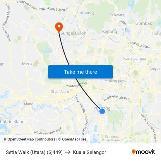 Setia Walk (Utara) (Sj449) to Kuala Selangor map