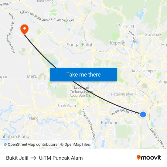 Bukit Jalil to UiTM Puncak Alam map