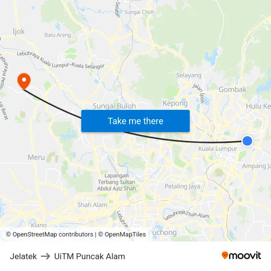 Jelatek to UiTM Puncak Alam map