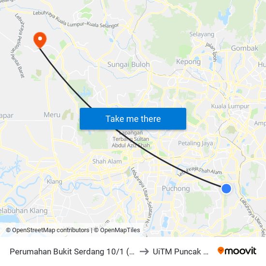 Perumahan Bukit Serdang 10/1 (Sj770) to UiTM Puncak Alam map