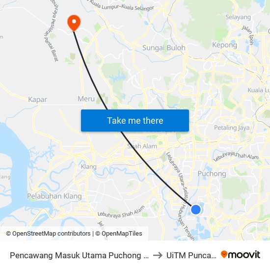 Pencawang Masuk Utama Puchong Perdana (Sj276) to UiTM Puncak Alam map