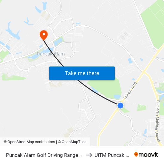 Puncak Alam Golf Driving Range (Utara) to UiTM Puncak Alam map