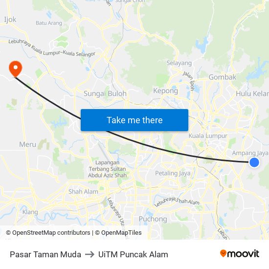 Pasar Taman Muda to UiTM Puncak Alam map