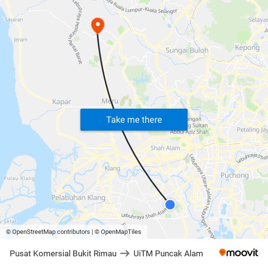Pusat Komersial Bukit Rimau to UiTM Puncak Alam map