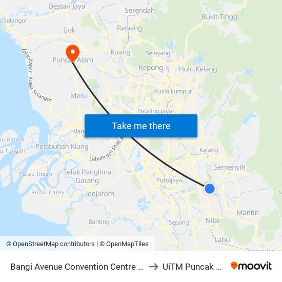 Bangi Avenue Convention Centre (Bacc) to UiTM Puncak Alam map