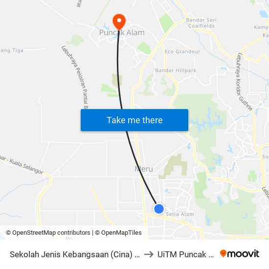 Sekolah Jenis Kebangsaan (Cina) Pin Hwa to UiTM Puncak Alam map