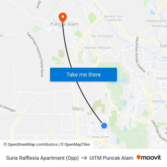 Suria Rafflesia Apartment to UiTM Puncak Alam map