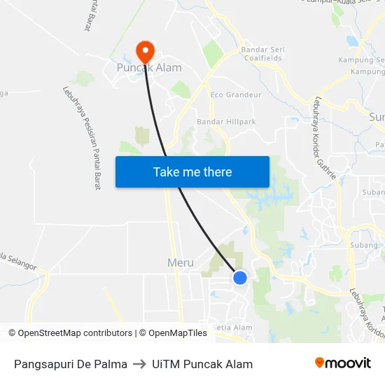 Pangsapuri De Palma to UiTM Puncak Alam map