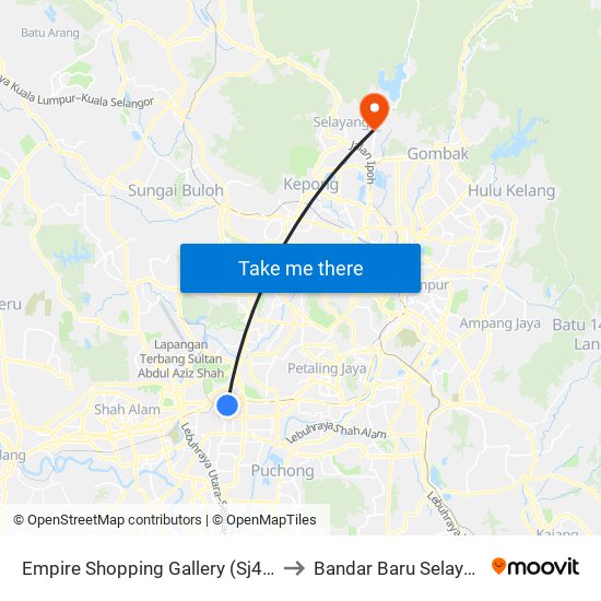 Empire Shopping Gallery (Sj414) to Bandar Baru Selayang map