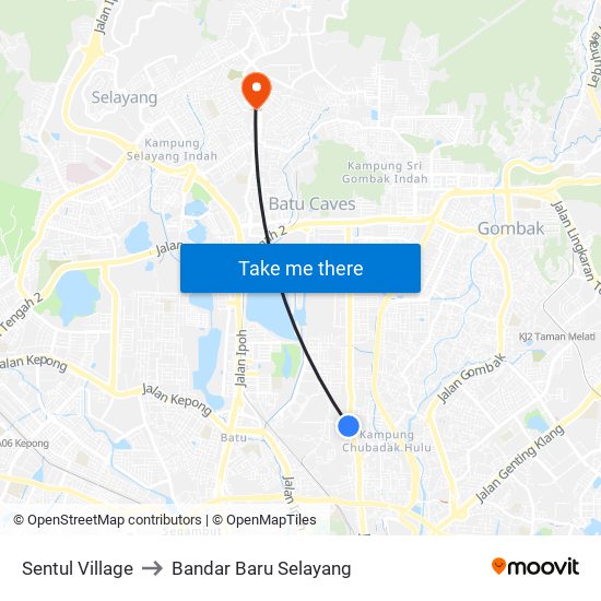 Sentul Village to Bandar Baru Selayang map