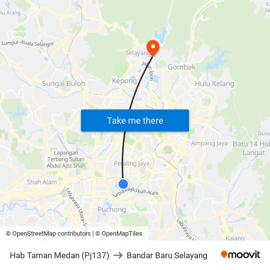 Hab Taman Medan (Pj137) to Bandar Baru Selayang map