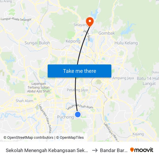 Sekolah Menengah Kebangsaan Seksyen 4 Bandar Kinrara (Sj396) to Bandar Baru Selayang map