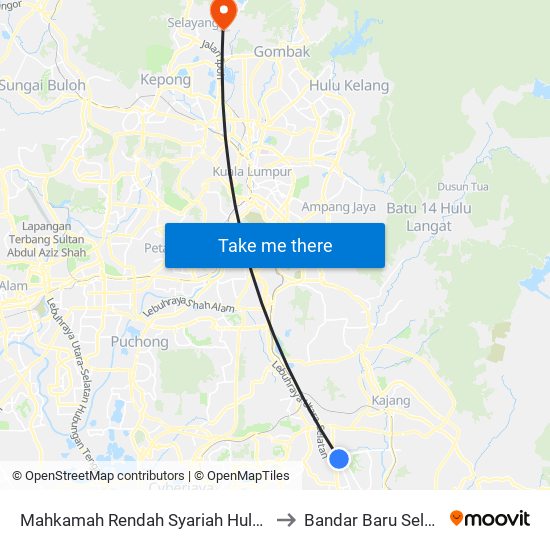 Mahkamah Rendah Syariah Hulu Langat to Bandar Baru Selayang map