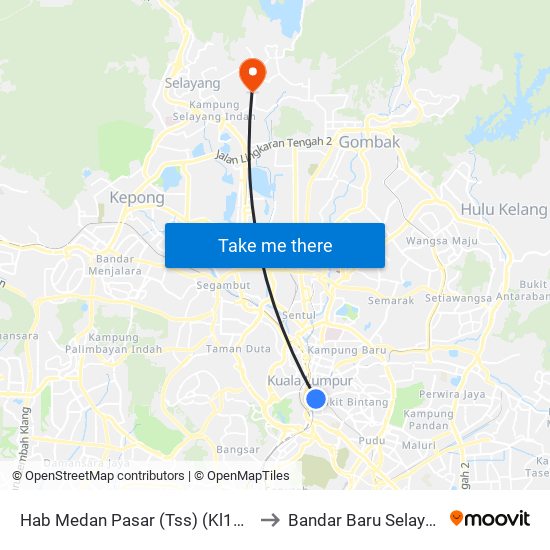 Hab Medan Pasar (Tss) (Kl1939) to Bandar Baru Selayang map