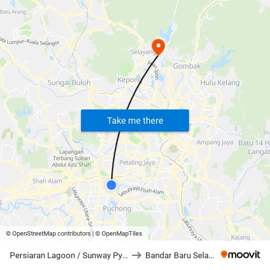 Persiaran Lagoon / Sunway Pyramid to Bandar Baru Selayang map