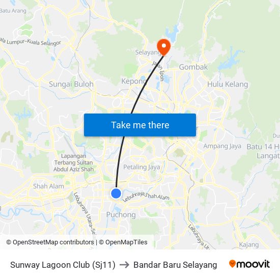 Sunway Lagoon Club (Sj11) to Bandar Baru Selayang map