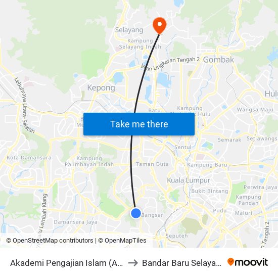 Akademi Pengajian Islam (Api) to Bandar Baru Selayang map