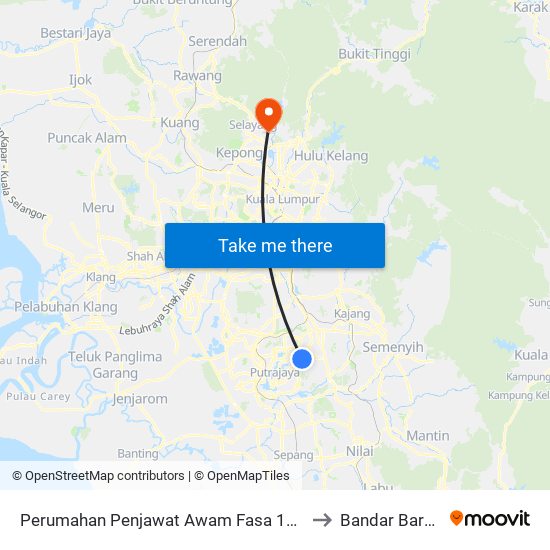 Perumahan Penjawat Awam Fasa 15-12a Presint 15 (Ppj375) to Bandar Baru Selayang map