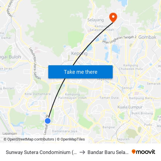 Sunway Sutera Condominium (Pj800) to Bandar Baru Selayang map