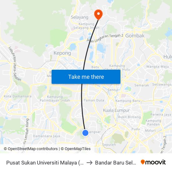 Pusat Sukan Universiti Malaya (Kl2344) to Bandar Baru Selayang map