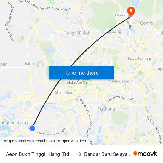 Aeon Bukit Tinggi, Klang (Bd88) to Bandar Baru Selayang map