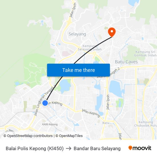 Balai Polis Kepong (Kl450) to Bandar Baru Selayang map