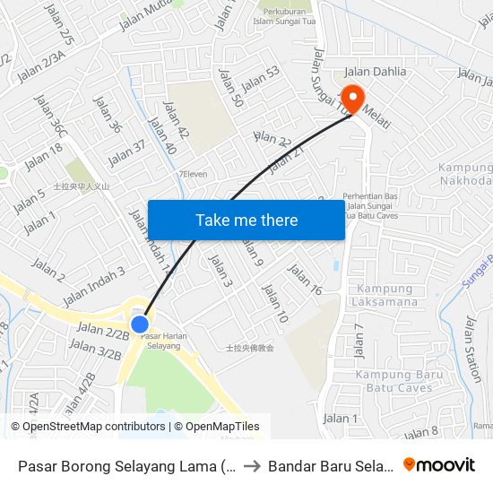 Pasar Borong Selayang Lama (Sl540) to Bandar Baru Selayang map