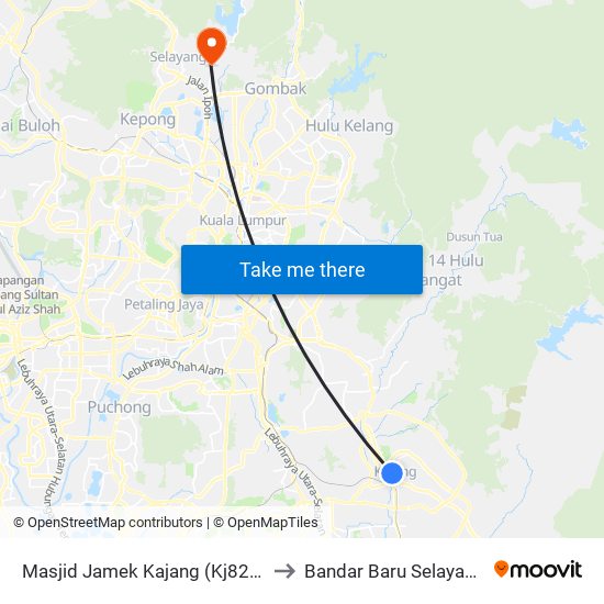 Masjid Jamek Kajang (Kj823) to Bandar Baru Selayang map