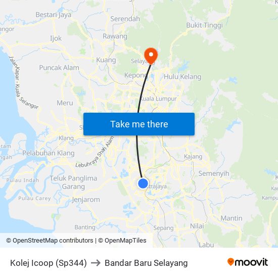 Kolej Icoop (Sp344) to Bandar Baru Selayang map