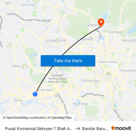 Pusat Komersial Seksyen 7 Shah Alam (Timur) (Sa865) to Bandar Baru Selayang map