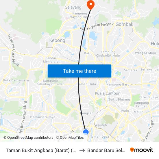 Taman Bukit Angkasa (Barat) (Kl2135) to Bandar Baru Selayang map