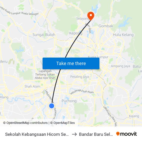 Sekolah Kebangsaan Hicom Seksyen 27 to Bandar Baru Selayang map