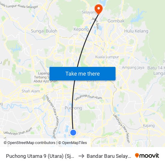 Puchong Utama 9 (Utara) (Sj232) to Bandar Baru Selayang map