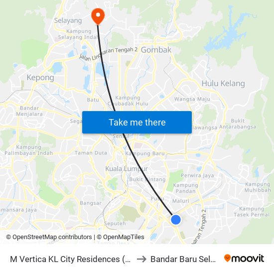 M Vertica KL City Residences (Kl1702) to Bandar Baru Selayang map